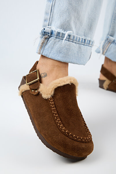 Manijero Premium Alba Series Cured Genuine Leather Soft Footbed Closed Front Sandals Slippers Tan