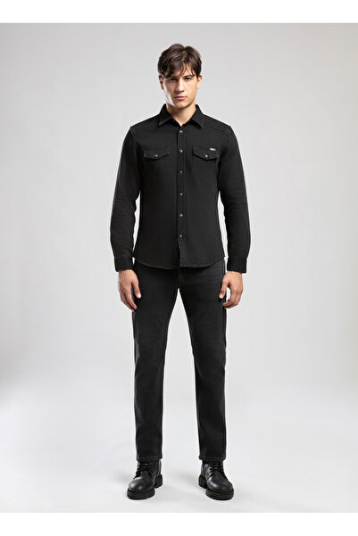 Lee Cooper Slim Fit Siyah Erkek Denim Gömlek 261 LCM 141001 WORNER 2 DENIM