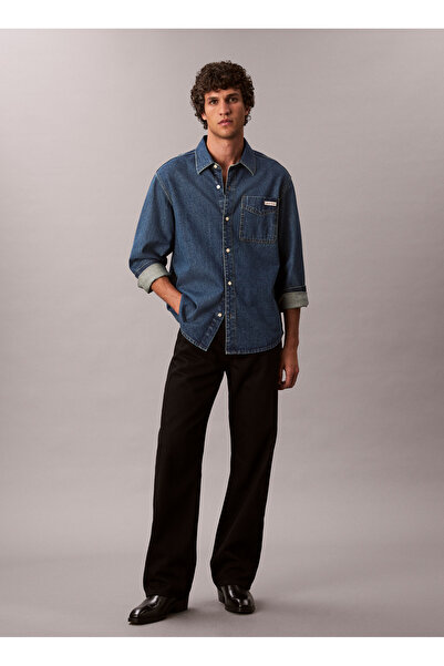 Calvin Klein Jeans Regular Fit Mavi Erkek Denim Gömlek LV04RD764G011 CLASSIC HARBOUR BLUE