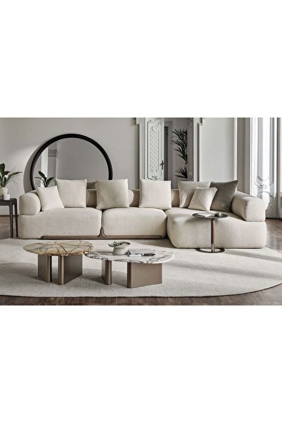 homejoyz Elegance Corner Sofa – Dark Off White – 265×140cm – Chanel