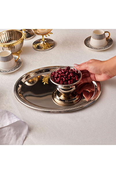 Karaca Home Fiora Kahve İkram ve Sunum Tepsisi Silver