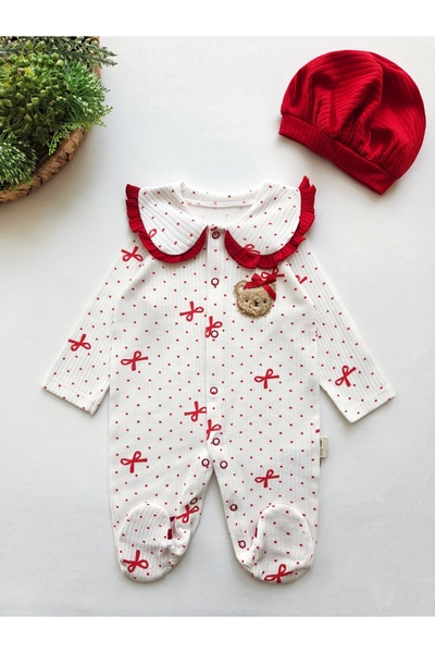 GizaKids Baby Girl Long Sleeve Transitional Jumpsuits Set of 2 with 100% Cotton Hat