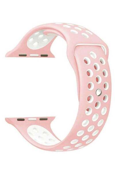 lnkoo Replacement Dotted Design Wristband for Apple Watch 44mm/42mm Series 1/2/3/4/5 - Light Pink/White