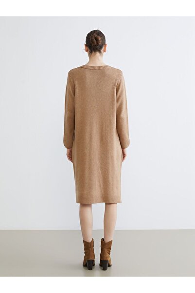 LC Waikiki Lcw Grace Crew Neck Self Patterned Knitwear Dress