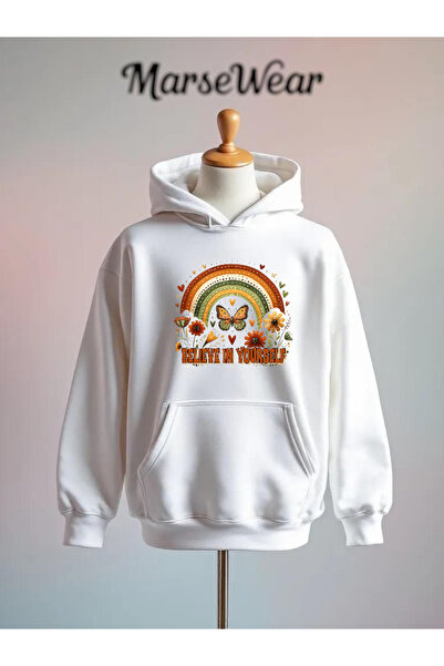 Vordevia كن بثقة في نفسك مطبوع سويت شيرت قطني بثلاثة خيوط O قصة فضفاضة