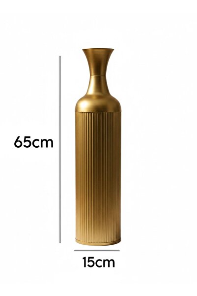 Noor High-quality vase set, gold-colored iron with a striped pattern, 15*50, 17*65, 20*85