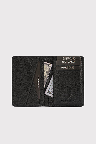 Garbalia Buenos Genuine Leather Minimal Design Black Card Holder Wallet
