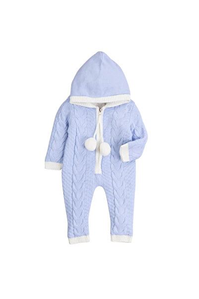 Micii Ștrumfi Salopă matlasată pentru băieți cu pompoane - Albastru deschis