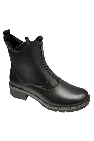 scv - Ghete de damă din piele neagră cu fermoar, negre, mărimea 36