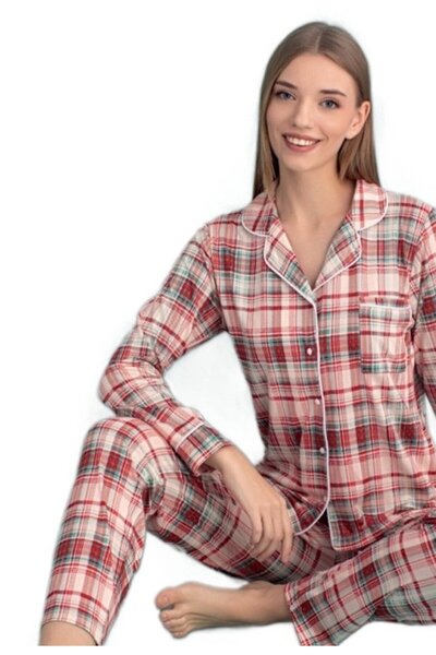 bipamuk Amaray Design Long Sleeve Women's Pajama Set Soft Textured and Stylish S/2Xl