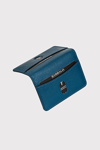 Garbalia Nahita Genuine Leather Slim Petrol Blue Card Holder Wallet