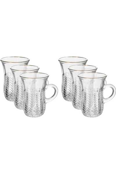 Max Glass Tea Cup Set, 88 ml, 6 Cups - Clear