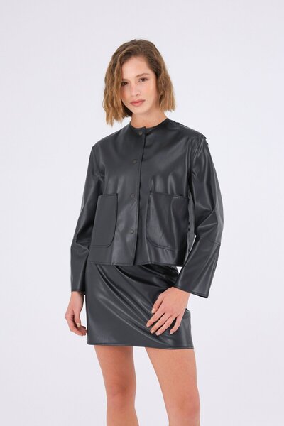 Evermade Cep Detaylı Suni Deri Ceket