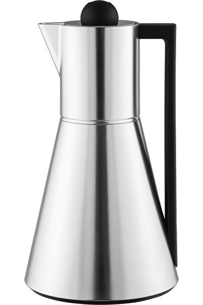 Everest ترمس لينا، سعة 1 لتر، زجاج داخلي، غطاء ضغط، مقبض أسود فضي