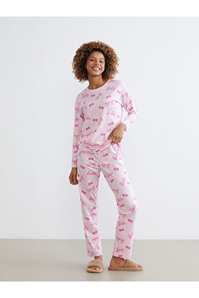 LC Waikiki Lcw Young Crew Neck Barbie Printed Women's Pajama Set