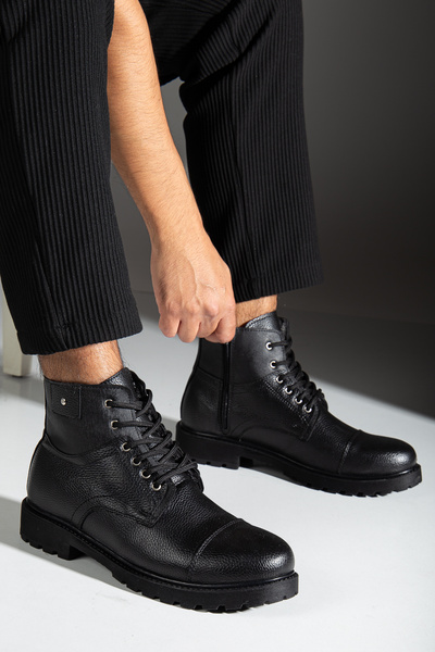 Sanvio Tarzkar Ανδρικές μαύρες καθημερινές μπότες με επένδυση από γούνα, κρύες και αδιάβροχες, εγγυημένες από καουτσούκ, αντιολισθητικές σόλες