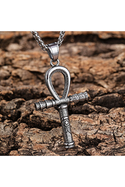 Viking قلادة من الفولاذ المقاوم للصدأ 316L بتصميم مفتاح الأنخ والنيل بجودة S+...