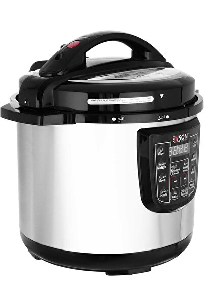Edison Electric Pressure Cooker 8 Liters, 10 Programs, 1200 Watts, Stainless Steel Bowl - Black