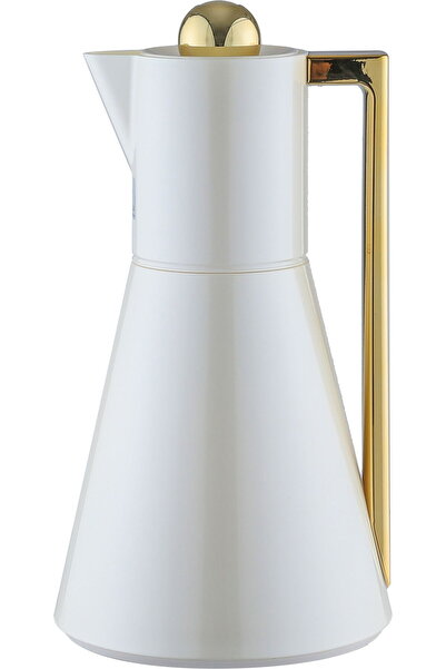 Everest ترمس لينا، سعة 1 لتر، زجاج داخلي، غطاء قابل للضغط، مقبض ذهبي لؤلؤي