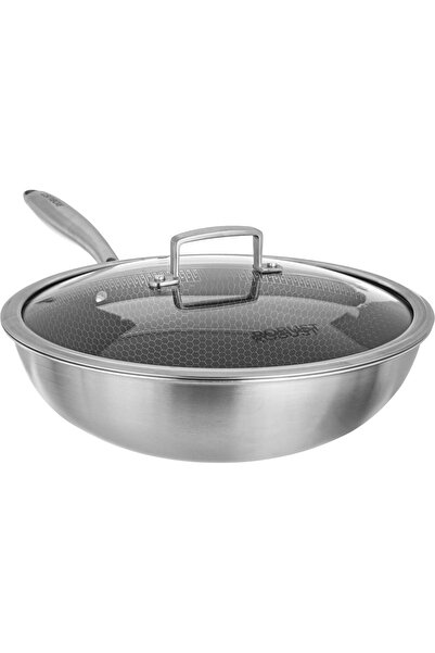 Generic مقلاة متينة من الفولاذ المقاوم للصدأ مع غطاء زجاجي، 32 سم، 2.5 لتر - فضي