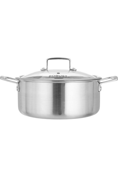 ROBUST Stainless Steel Saucepan with Glass Lid, 24 cm, 2.5 L - Silver