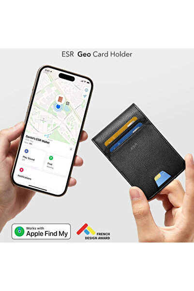 ESR Leather card wallet, gps tracker, RFID HaloLock Brown