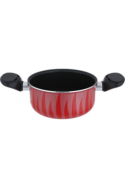 RED FLAME 18 cm Steel Cooking Pot with Steel Lid - Red