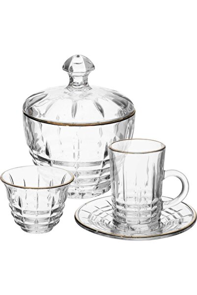 Generic Max Glass tea and coffee serving set, 26 pieces, gold-clear edges