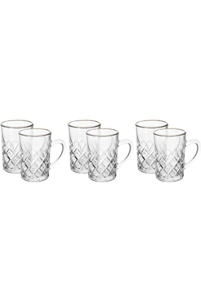 Max Glass tea set with golden script, 6 pieces - transparent