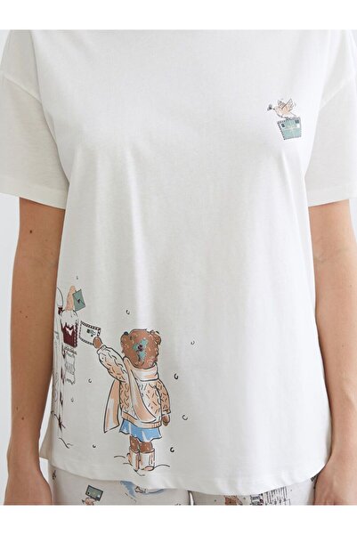 LC Waikiki Lcw Dream Crew Neck Printed Women's Shorts Pajamas Set