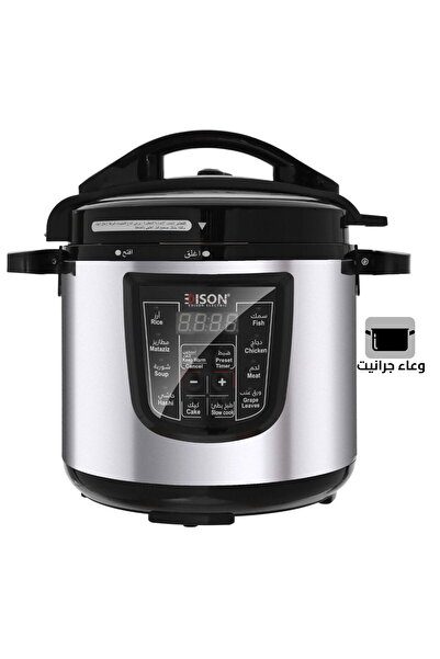 Edison Pro Electric Pressure Pot, Granite Inner Pot, 1600 watt, 12L, 10 Cooking Functions - Silver B