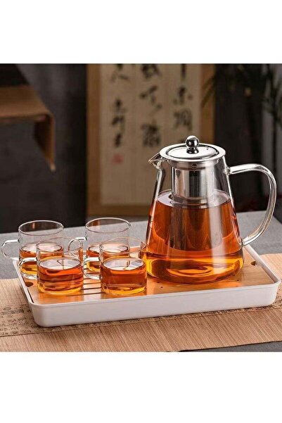 DLC Glass Teapot Set 950ml With 4 Cups And Removable Strainer 36111