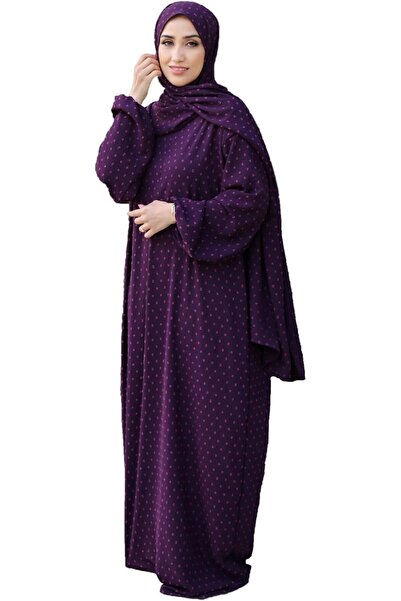 Generic Women's Islamic Prayer Abaya Dress - One-Piece Hijab Jalabiya (Dark Purple)