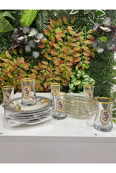 Hawve Gül Motifli Çay Seti 18 Parça