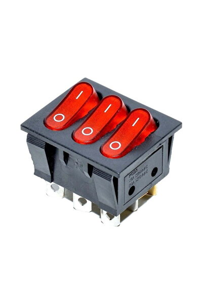 ElectroAZ Buton triplu roșu ON-OFF KCD3 16A-250V