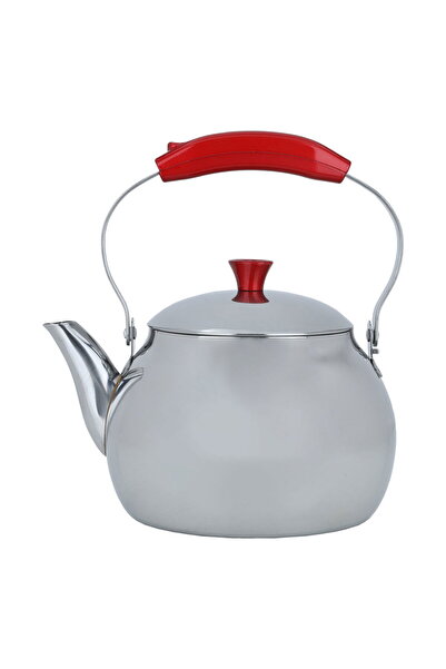 Hascevher Teapot with red steel handle, HASCEVHER, 2 Liter - Silver