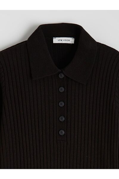 LC Waikiki Lcw Vision Polo Neck Ribbed Knit Dress