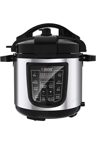 Edison Electric Pressure Cooker, 1000 Watt, 6 Liters - Silver Black