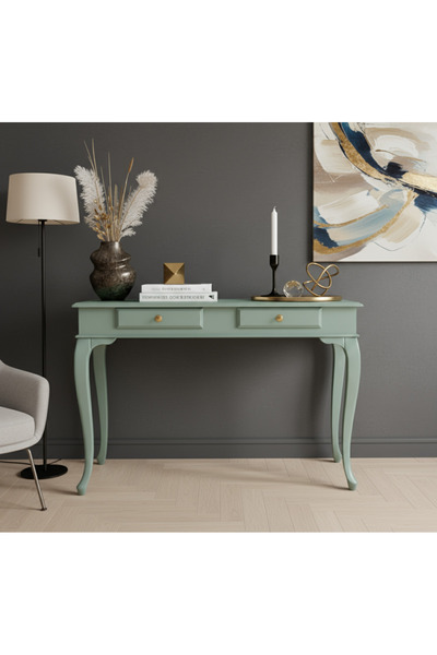 Wooding Mobilya 120 Cm Masif Lükens Su Yeşili Çalışma Masası