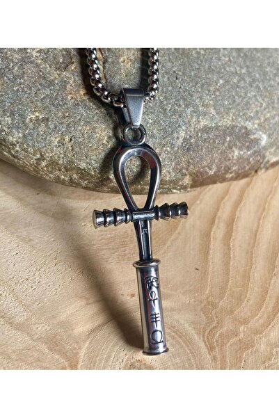 Viking قلادة من الفولاذ المقاوم للصدأ 316L بتصميم مفتاح الأنخ والنيل بجودة S+ لا تفقد لونها