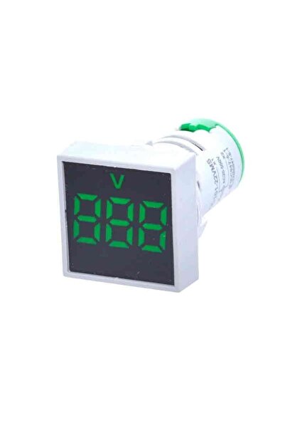 ElectroAZ Voltmetru digital, LED, panou pătrat, 22 mm, montare cu șurub, verde