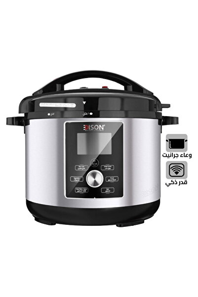 Edison Smart Electric Pressure Cooker GT802-M16, 8L, 1200W, Granite Inner Pot, Silver Black