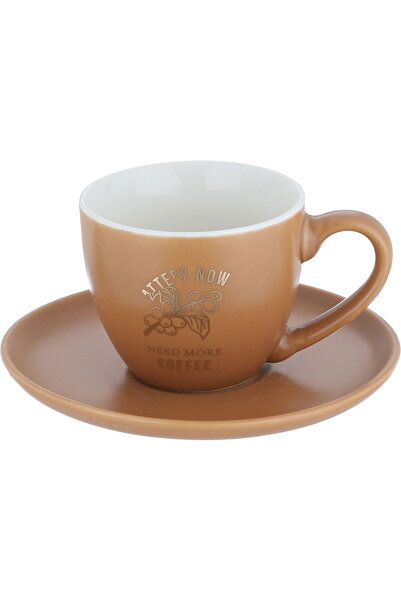 Alsaif Gallery Porcelain Cup and Saucer Set, 90 ml, 12 Pieces - Cappuccino