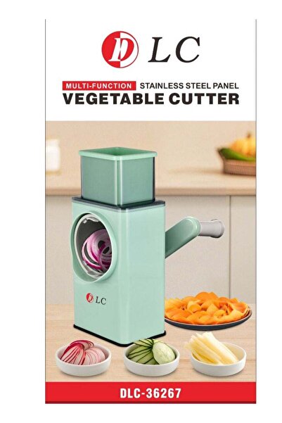 DLC 3 In 1 Manual Rotating Spiral Vegetable Slicer Clear Green 12x12x7inch