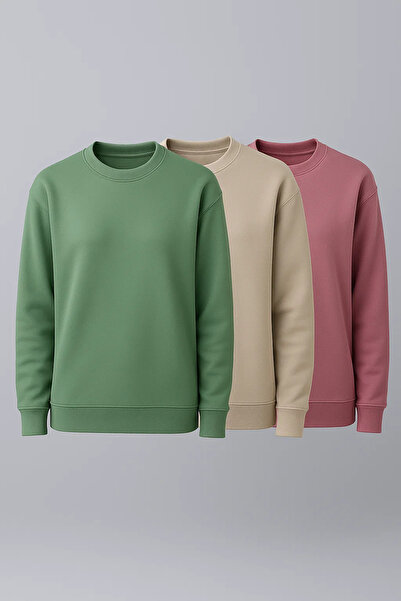 COMBİNE MİCHAİL Women's Premium Casual Winter 3-Piece Sweatshirt