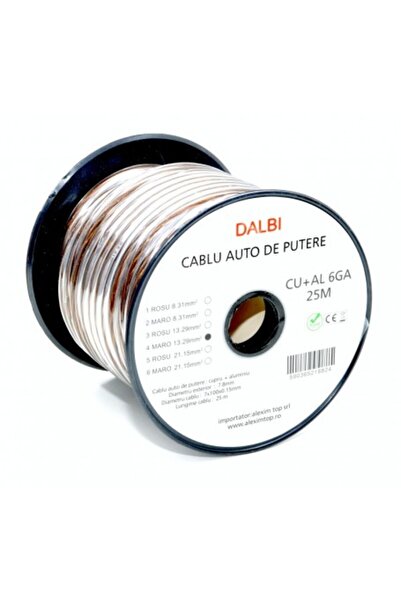 ElectroAZ Cablu de alimentare auto roșu CU+AL 6GA 7.8mm, rolă 25m