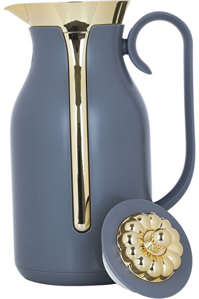 Timeless Rahal Thermos 1L - Thermal Glass Inner, Plastic Outer, Golden Gray