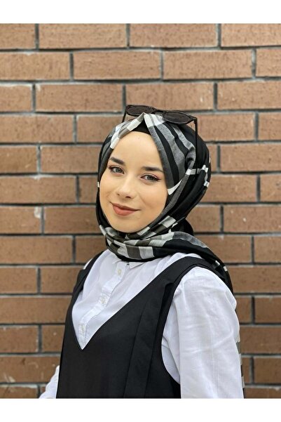 PİRAMİT Plaid Checked Shawl Black Cream