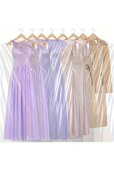 JokeyAmbalaj Omuzlu Askılık Yuvalı 60x180cm Kuru Temizleme - Dolap Içi Şeffaf Saklama Naylonu (10ADET)