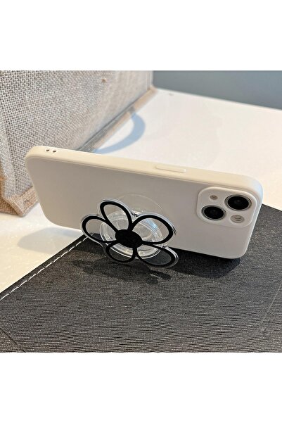 Viranes Black Flower Patterned Popsocket